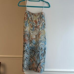 Designer sample spaghetti strap silk Dress sequin embellishment size 4.NWOT